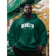 Punix Punıx Battal Beden Özel Seri Kapüşonlu Brooklyn Baskılı %100 Pamuk Oversize Erkek Sweatshırt
