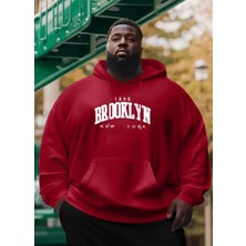 Punix Punıx Battal Beden Özel Seri Kapüşonlu Brooklyn Baskılı %100 Pamuk Oversize Erkek Sweatshırt