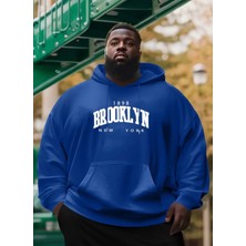 Punix Punıx Battal Beden Özel Seri Kapüşonlu Brooklyn Baskılı %100 Pamuk Oversize Erkek Sweatshırt