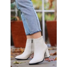 Biya Bej Cilt Topuklu Bot