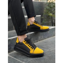 KB-X46 Kuback Siyah Sarı Yüksek Siyah Taban Günlük Spor Ayakkabı