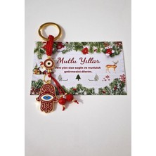 Svc Aksesuar Hediyelik Fatma Ana Eli & Hamse Anahtarlık - Kırmızı - 9,5 cm