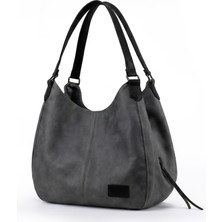 Myra Kadın Dumanlı Antrasit Gri Pu Deri Günlük Omuz Çantası Yumuşak Tote El Çantası