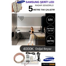 Samsung 12 Volt 5 Metre Hareket Sensörlü Şerit LED Hazır SET/4000K Doğal Beyaz