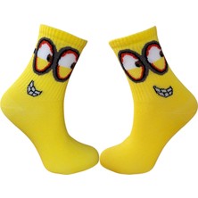 Minion Rush Karakter Desenli Pamuklu Kolej Çorap