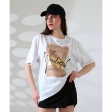 Varak Baskılı Imza Desen Tişört