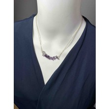 Uno Di Famiglia El Yapımı Ametist Doğal Taşlı Kolye , Kırık Doğal Taşlı Kolye , Pinterest Model Kolye