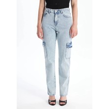 Kargo Cep Kar Yıkama Jeans Pantolon