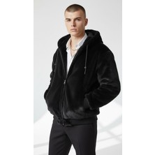 Plus Scorpion Oversize Erkek Çift Taraflı Kürklü Mont – Kapüşonlu, Kışlık ve Sıcak Tutucu