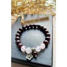 Crazy Takı Tasarım Pembe Kuvars&garnet (Lal) Doğaltaş Bileklik