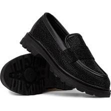 Kindep Poli Hafif Taban Damla Taş Detaylı Günlük Kadın Ayakkabı Siyah