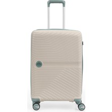 Piel Lino Büyük Boy Polipropilen Valiz PL015239-L Beyaz-Mavi