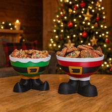 Mir Store 3D Baskı Yılbaşı Sunum Seti – Elf ve Noel Baba Ayaklı Kurabiye Kaseleri (2’li)
