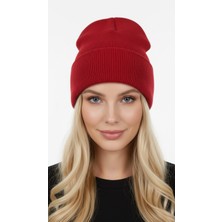 Gigi Giyim Düz Basic Soft Dokulu Unisex Katlamalı Bere