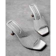 Luart Platin Simli Topuklu Terlik