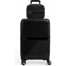 Piel Lino Büyük Boy ve Makyaj Polipropilen Valiz PL015239-LMK Siyah