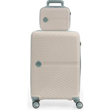 Piel Lino Büyük Boy ve Makyaj Polipropilen Valiz PL015239-LMK Beyaz-Mavi