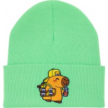 Middles&niddles Collection Kışlık Yün Çocuk Yetişkin Bere – Yeşil (Unisex) Capybara