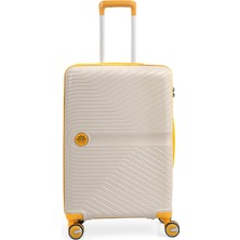 Piel Lino Büyük Boy Polipropilen Valiz PL015239-L Beyaz-Sarı