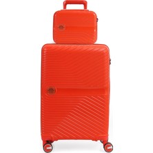 Piel Lino Büyük Boy ve Makyaj Polipropilen Valiz PL015239-LMK Turuncu