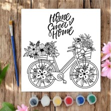 Chve Design 20X20 Tuval Boyama Seti Çocuklar Için Etkinlik Çiçekli Bisiklet Tuval Boyama Seti