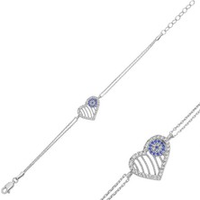 Özcömert Silver Gümüş Nazarlı Kalp Kadın Bileklik