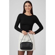 Yanı Büzgülü Bluz Siyah T4322