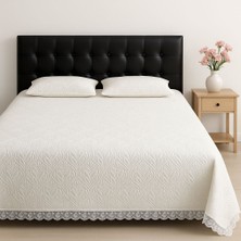 İstanbul Çarşısı Fransız Dantelli, Kapitoneli, Ultrasonik Çift Kişilik Yatak Örtüsü ve 2 Adet Yastık Kılıfı