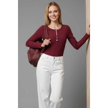 Çıtçıt Detaylı Bluz Bordo T4343