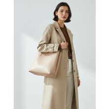 Rivina Kadın Büyük Boy Tote Model El ve Omuz Çantası Bej