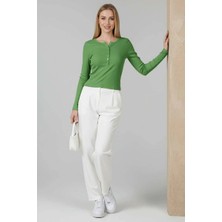 Çıtçıt Detaylı Bluz Yeşil T4343