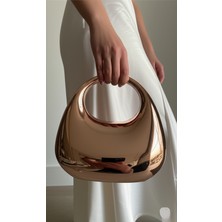 Rivina Kadın Rose Gold Rengi Aynalı Yüzeyli Özel Tasarım Abiye Çantası