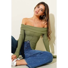 Madonna Yaka Düğmeli Bluz Yeşil T4329