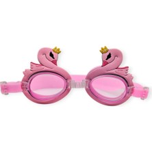 Çocuk Yüzücü Gözlüğü Silikon Taşıma Çantalı Pembe Kuğu - 9014 (Lisinya)