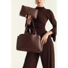 Rivina Suni Deri Cüzdan Detaylı Mıknatıs Kapaklı Kadın El Kol ve Omuz Çantası Bordo Young Koleksiyonu