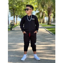 Little Boys Fermuarlı Kargo Cepli 2 Li Eşofman Takım Erkek Çocuk