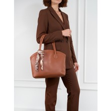 Rivina Laura Kadın Fularlı Çift Saplı Shopper El ve Omuz Çantası (Fular Rengi Değişebilir)