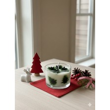 N-E Studio El Yapımı Çam Ağacı Tasarımlı Soya Mum - Yılbaşı Konseptli Tarçın Kokulu (150GR)