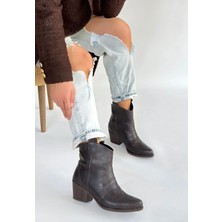 Akver Acı Kahve Cilt Topuklu Bot