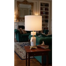 Montdekor El Yapımı Mermertaşlı Bronz Abajur