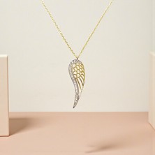 Nova Grup Melek Kanadı Figürlü Zirkon Taşlı 14 Ayar Altın Kolye
