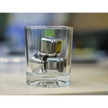 4'lü Çelik Metal Kaplama Viski Taşı Soğutma Buz Küpü ( Lisinya )