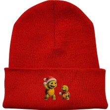 Middles&Niddles Collection Kışlık Yün Çocuk Yetişkin Bere –özel Baskı (Unisex)-Kırmızı