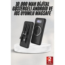 Marsilyan- Wireless Powerbank 10000 Mah LED Ekranlı Dahili Kablolu Hızlı Şarj