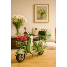Valenza Store Dekoratif Yeşil Metal Scooter Sepetli