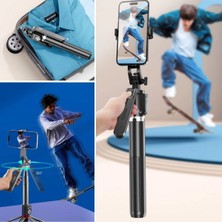 Kumandalı 360 Derece Dönebilen Cep Telefonu ve Kamera Tripodu 2.2m Uzayabilen Selfie Çubuğu ( Lisinya )