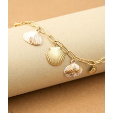 Hg.Aksesuar Kadın Istiridye Detaylı Sallantılı Çelik Bileklik