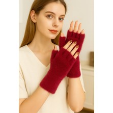 Gigi Giyim Düz Renk Peluş Parmakları Kesik Kadın Eldiven