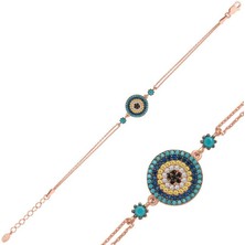 Özcömert Silver Gümüş Rose Nazar Bayan Bileklik