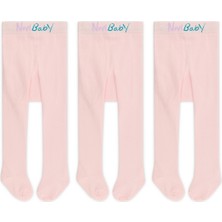 Novibaby 3'lü Bebek Pamuklu Külotlu Çorap, Çocuk Yenidoğan Pamuk Kız Erkek Okul Çorabı, Beyaz Ekru Pembe